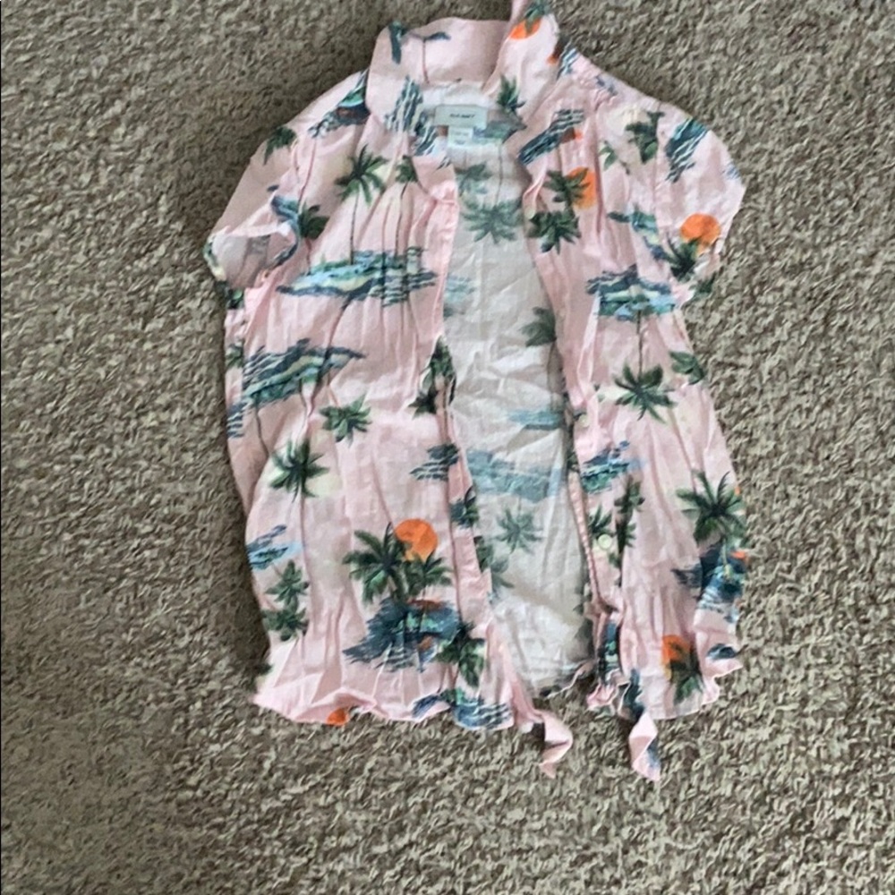 Girls Button Up Tropical Shirt